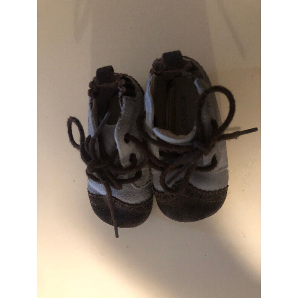 Baby  BOYS ROBEEZ  BLUE LEATHER CRIB SHOES SIZE 3-6 MONTHS‎